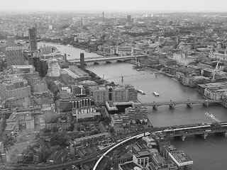 Image showing Black and white Aerial view of London