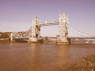 Image showing Retro looking Tower Bridge in London