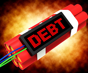 Image showing Debt Word On Dynamite Showing Bankruptcy And Poverty