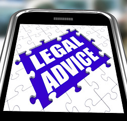 Image showing Legal Advice Smartphone Shows Online Lawyer Help