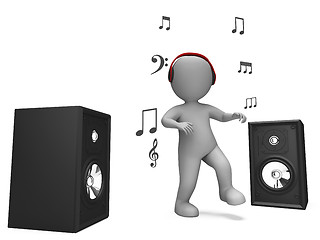 Image showing Listening Dancing Music Character Shows Loud Speakers And Songs