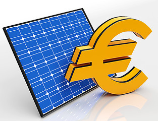 Image showing Solar Panel And Euro Shows Saving Money