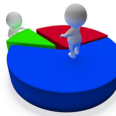 Image showing Pie Chart And 3d Characters Shows Statistics Report