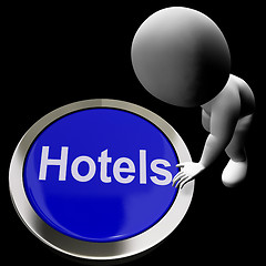 Image showing Blue Hotel Button For Travel And Room