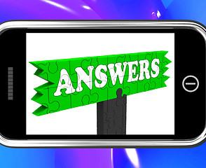 Image showing Answers Sign On Smartphone Shows Support