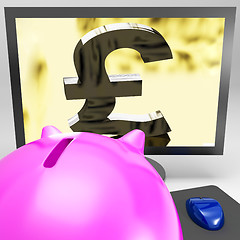 Image showing Pound Symbol On Monitor Showing Kingdom Wealth