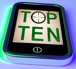 Image showing Top Ten On Smartphone Shows Selected Ranking