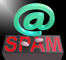 Image showing At Sign Spam Shows Unwanted Mail Inbox