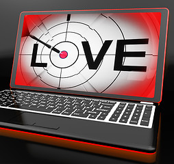 Image showing Love On Laptop Shows Romance