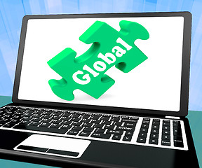 Image showing Global Laptop Shows Worldwide International Globalization Connec