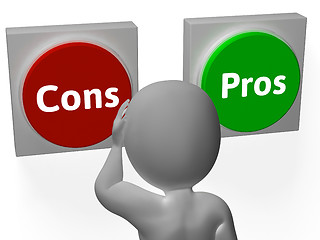 Image showing Cons Pros Buttons Show Decisions Or Debate