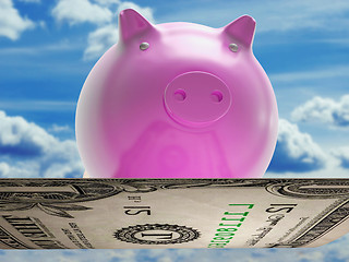 Image showing Flying Dollar Pig Shows High Flying Success