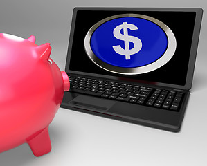 Image showing Dollar Symbol Button On Laptop Showing Currencies