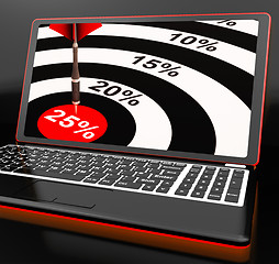 Image showing 25 Percent On Laptop Shows Promotional Prices