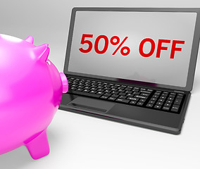 Image showing Fifty Percent Off On Notebook Shows Special Discounts