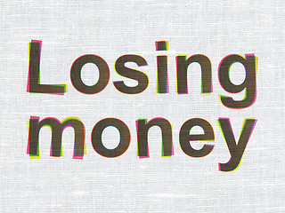 Image showing Money concept: Losing Money on fabric texture background