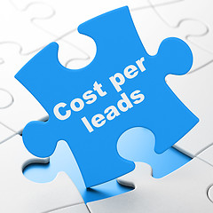 Image showing Business concept: Cost Per Leads on puzzle background