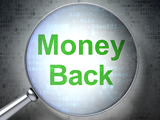 Image showing Business concept: Money Back with optical glass