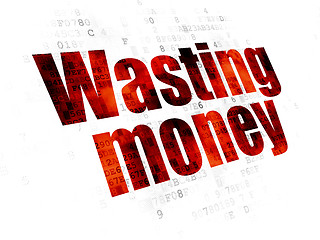 Image showing Money concept: Wasting Money on Digital background