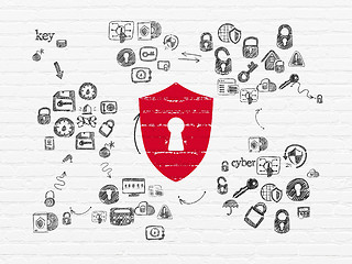 Image showing Security concept: Shield With Keyhole on wall background