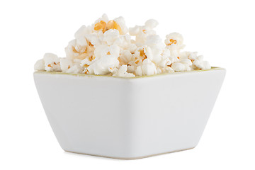 Image showing Popcorn in a white bowl