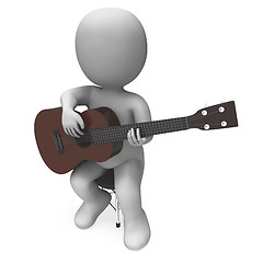Image showing Acoustic Guitarist Character Shows Guitar Music And Performing