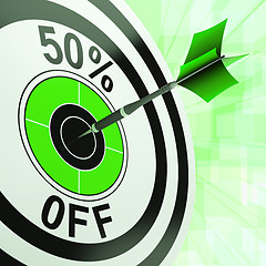 Image showing 50 Percent Off Shows Discount Promotion Advertisement