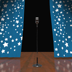 Image showing Microphone On Stage Shows Concert Or Talent Show