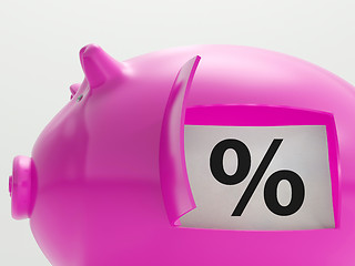 Image showing Percent In Piggy Shows Saving And Investment