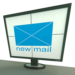 Image showing New Mail Envelope On Monitor Shows New Messages