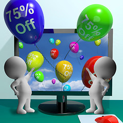 Image showing Balloons From Computer Showing Sale Discount Of Seventy Five Per