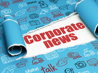 Image showing News concept: red text Corporate News under the piece of  torn paper