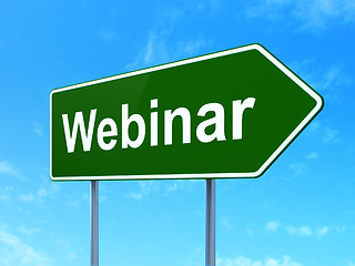 Image showing Studying concept: Webinar on road sign background