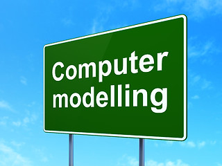 Image showing Science concept: Computer Modelling on road sign background