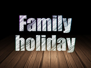 Image showing Tourism concept: Family Holiday in grunge dark room