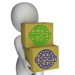 Image showing Import Export Boxes Mean Global Trade Importing And Exporting