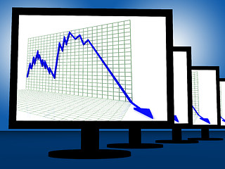 Image showing Arrow Falling On Monitors Shows Failure