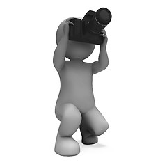 Image showing Take A Photo Character Shows Photography Slr And Photographing