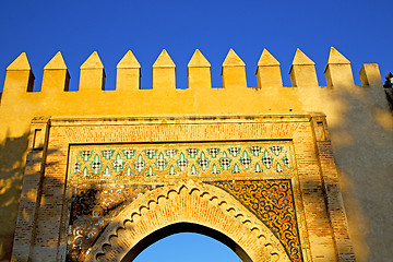 Image showing morocco arch in old construction street   sky