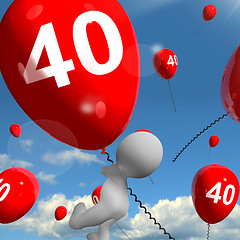 Image showing Number 40 Balloons Shows Fortieth Happy Birthday Celebration