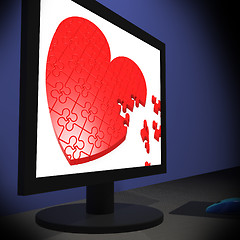 Image showing Heart On Monitor Showing Romantic Emotions
