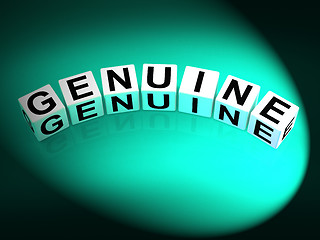 Image showing Genuine Dice Mean Authentic Legitimate and Real