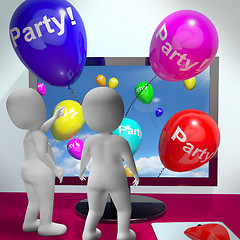 Image showing Balloons With Party Text Showing Invitations Sent Online