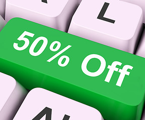 Image showing Fifty Percent Off Key Means Discount Or Sale\r