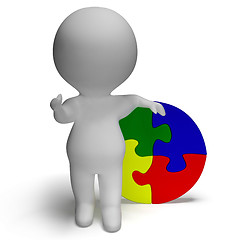 Image showing Jigsaw Solution And 3d Character Showing Solution Or Finished