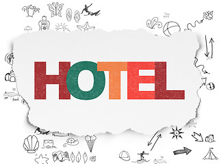 Image showing Tourism concept: Hotel on Torn Paper background