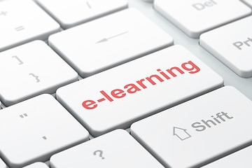 Image showing Learning concept: E-learning on computer keyboard background