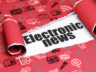 Image showing News concept: black text Electronic News under the piece of  torn paper