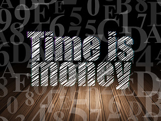 Image showing Time concept: Time is Money in grunge dark room