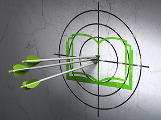 Image showing Science concept: arrows in Book target on wall background